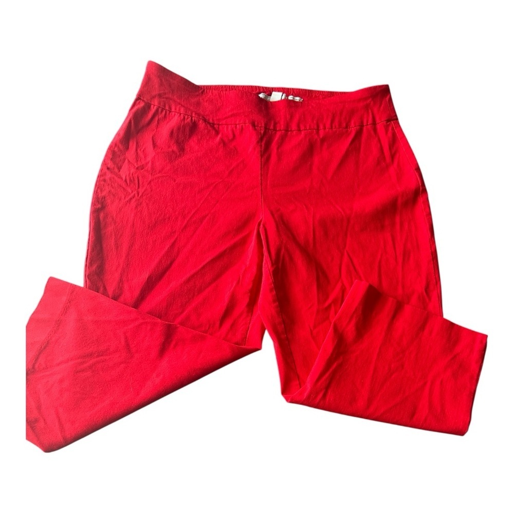 Dana Buchman Women Super Stretch Pull On Red Cropped Capri Pants Size Large